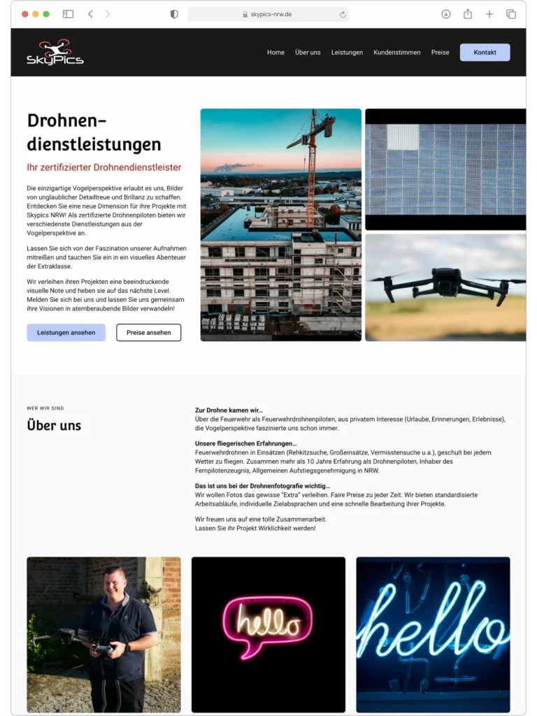 Wordpress Website von skypics nrw
